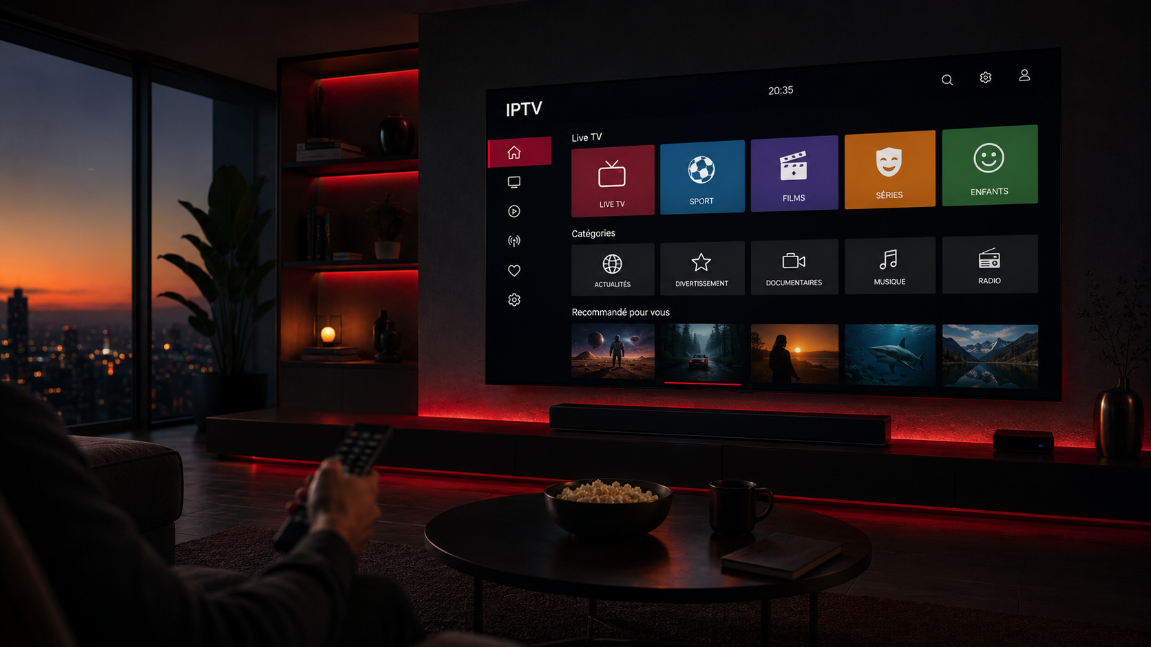 Smart IPTV einrichten auf einem Samsung Smart TV im modernen Wohnzimmer