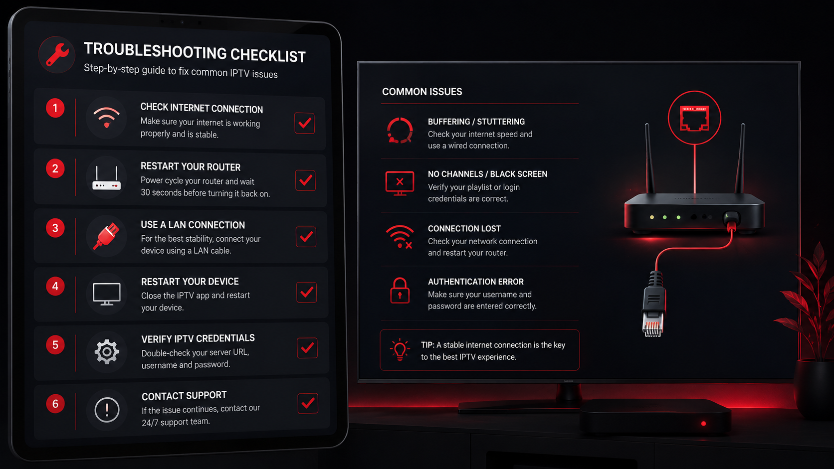 Checkliste zum Smart IPTV einrichten und Fehler beheben auf Smart TV