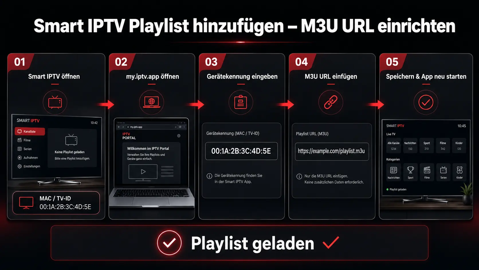 Smart IPTV Playlist Upload – M3U URL über my.iptv.app einrichten